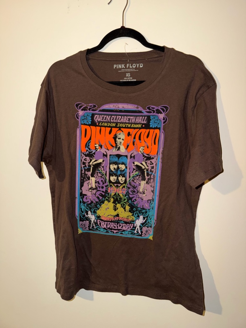 Pink Floyd Brown Tee with Orange & Purple Graphic